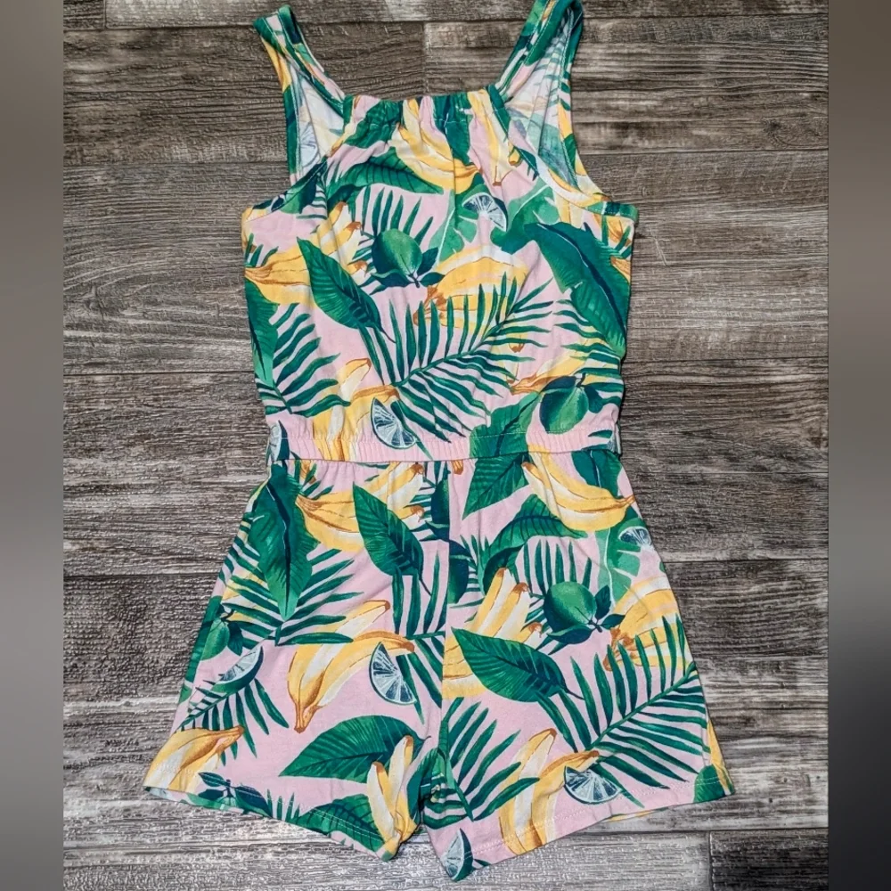 Old Navy Tropical Leaf Girls Romper -Sz 10 / 12
